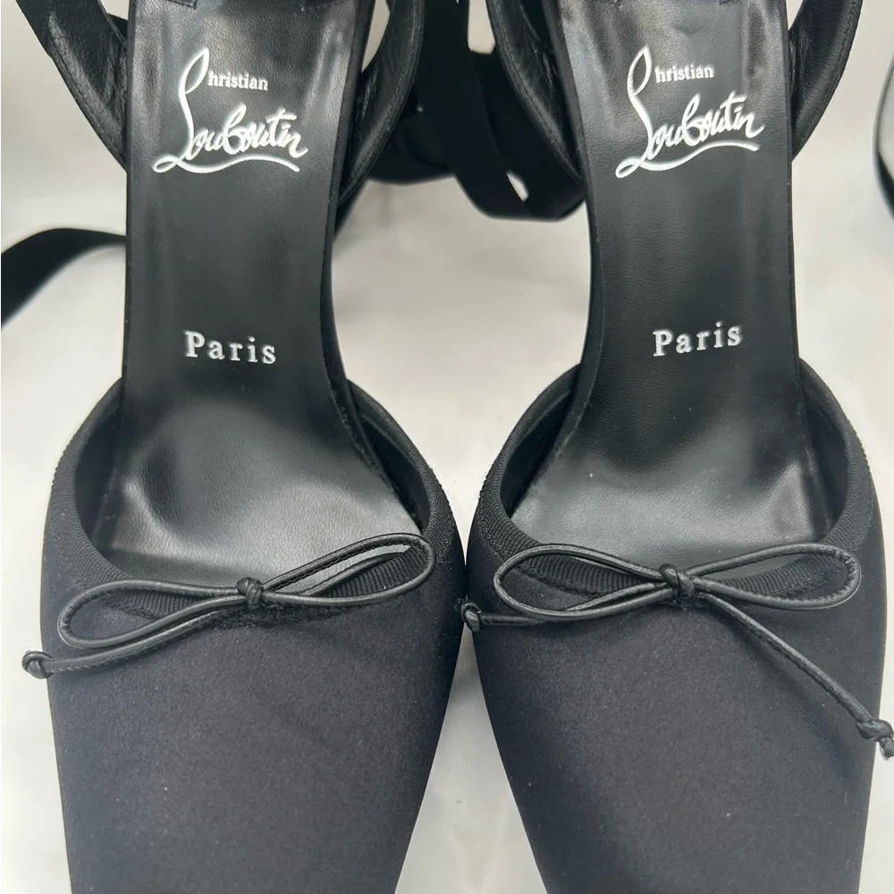 Christian Louboutin Black Ballerina Stilettos w/ Signature Red Soles Size 10 US - Picture 3 of 16